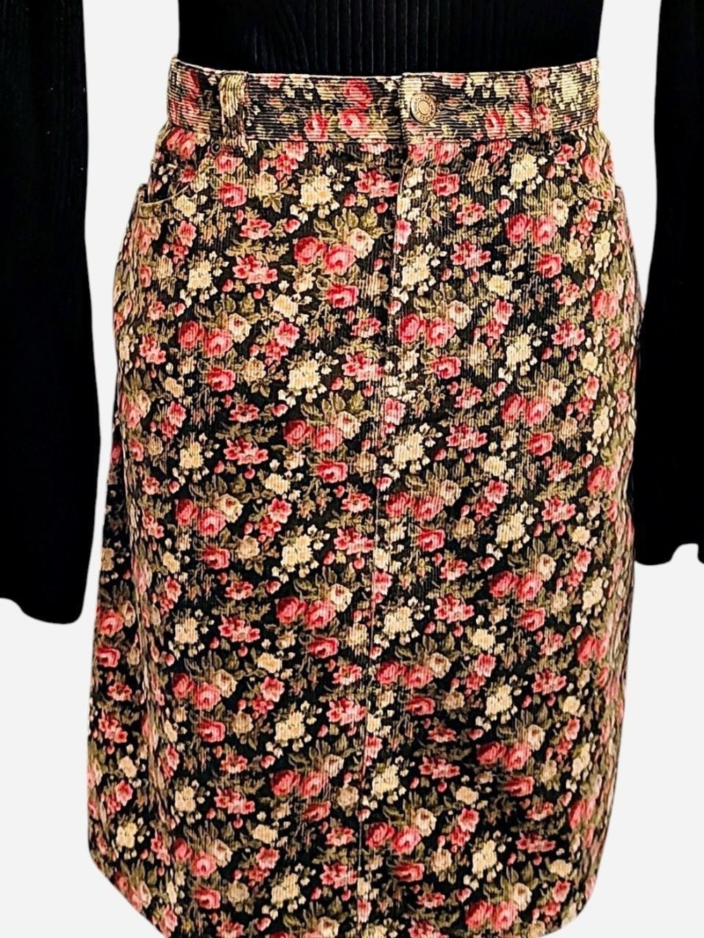 Jones New York Sport Petite Floral Corduroy Pencil Skirt